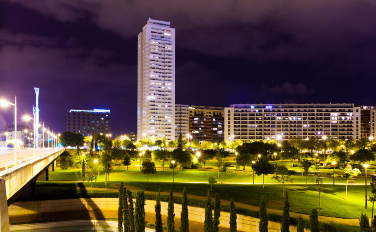 residential district night valencia spain